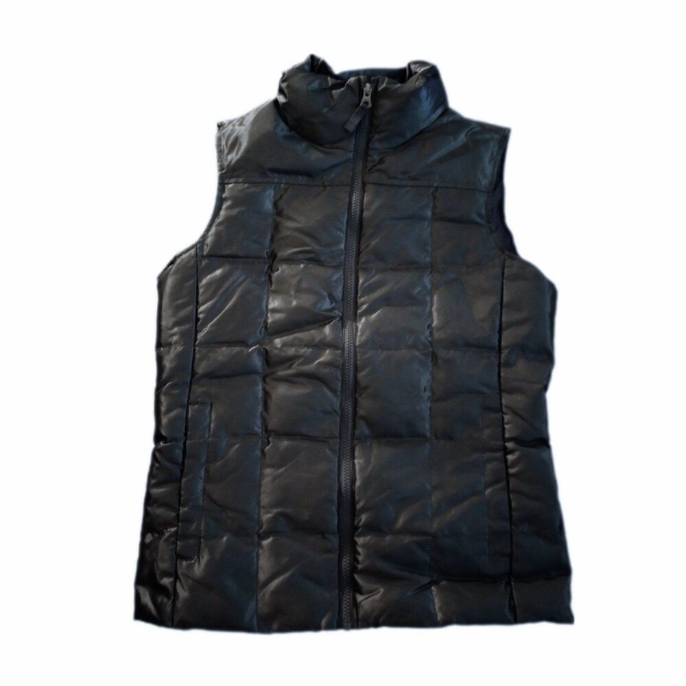 Lands End Down Quilted Charcoal Gray Vest sz 2-4 XS Womens